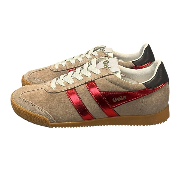 Gola Elan Glitz Trainer Sneaker Womens Size 6 Brown Red Suede Lace Up Shoes NIB - Picture 2 of 11
